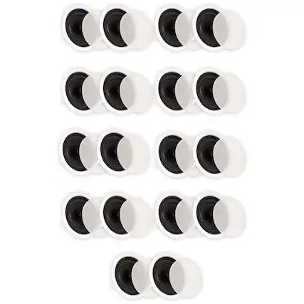 Front. Theater Solutions by Goldwood - TS80C Flush Mount In Ceiling Speakers with 8" Woofers Home Theater 9 Pair Pack - Paintable White.