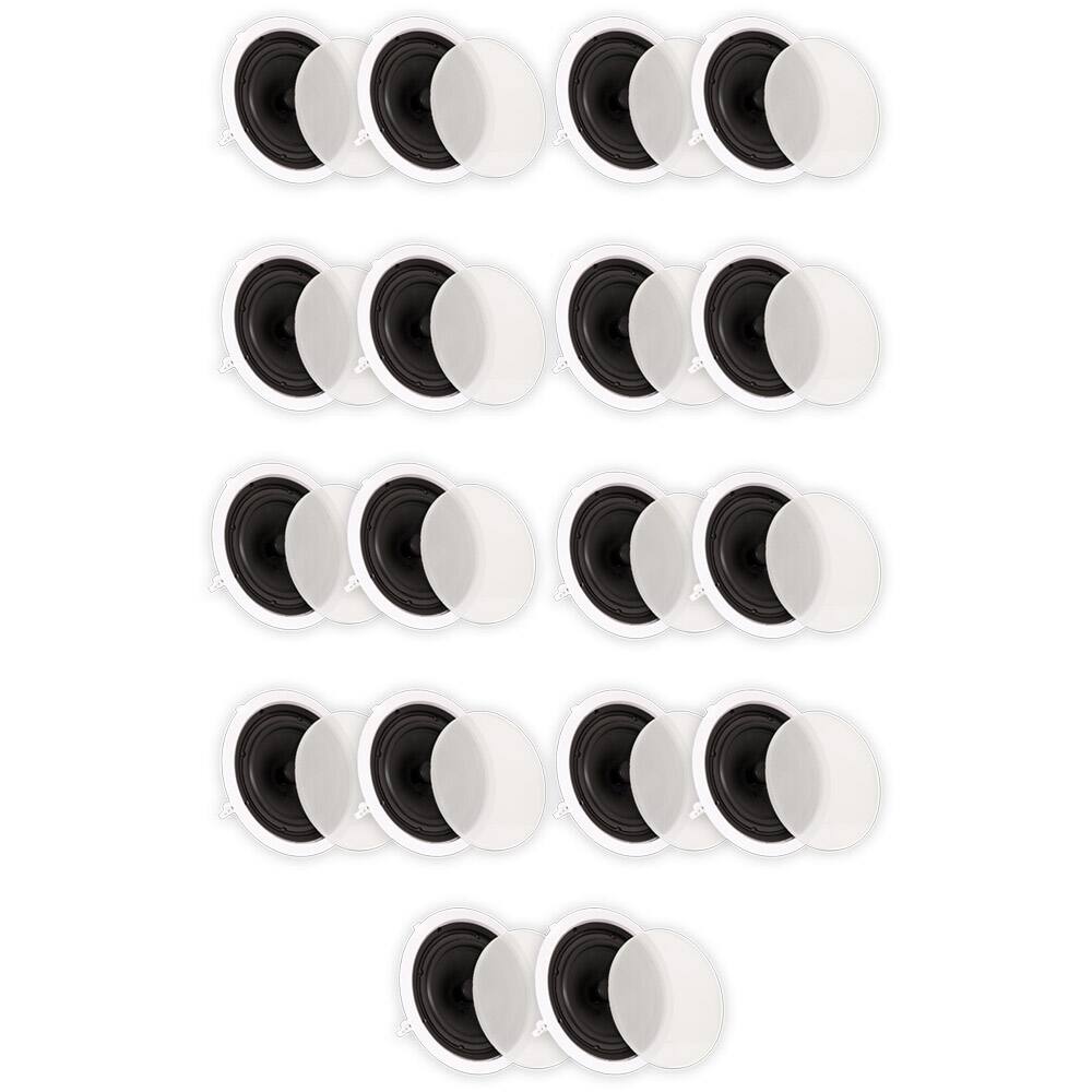 Front. Theater Solutions by Goldwood - TS80C Flush Mount In Ceiling Speakers with 8" Woofers Home Theater 9 Pair Pack - Paintable White.