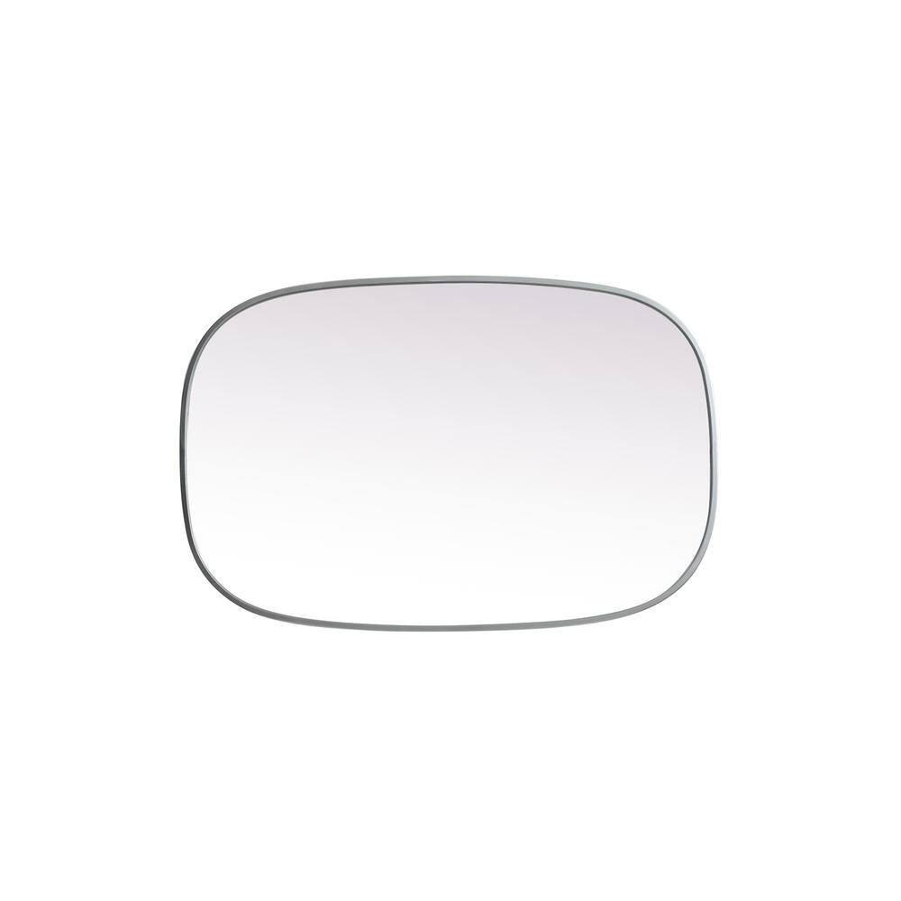Back. Elegant Decor - Metal Frame Oval Mirror 24x36 Inch in Silver - Silver.