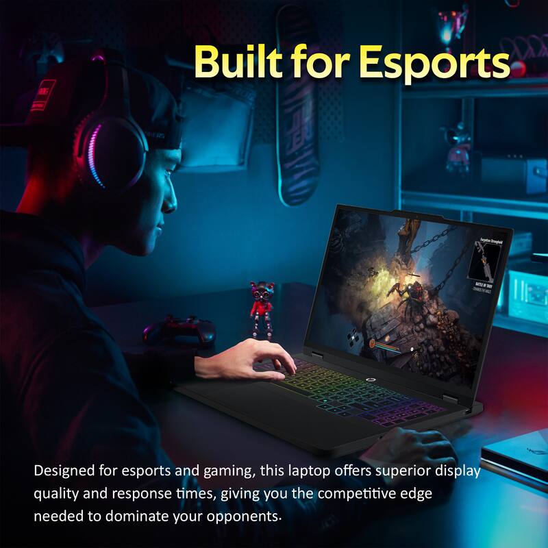 Built for Esports

Designed for esports and gaming, this laptop offers superior display quality and response times, giving you the competitive edge needed to dominate your opponents.
