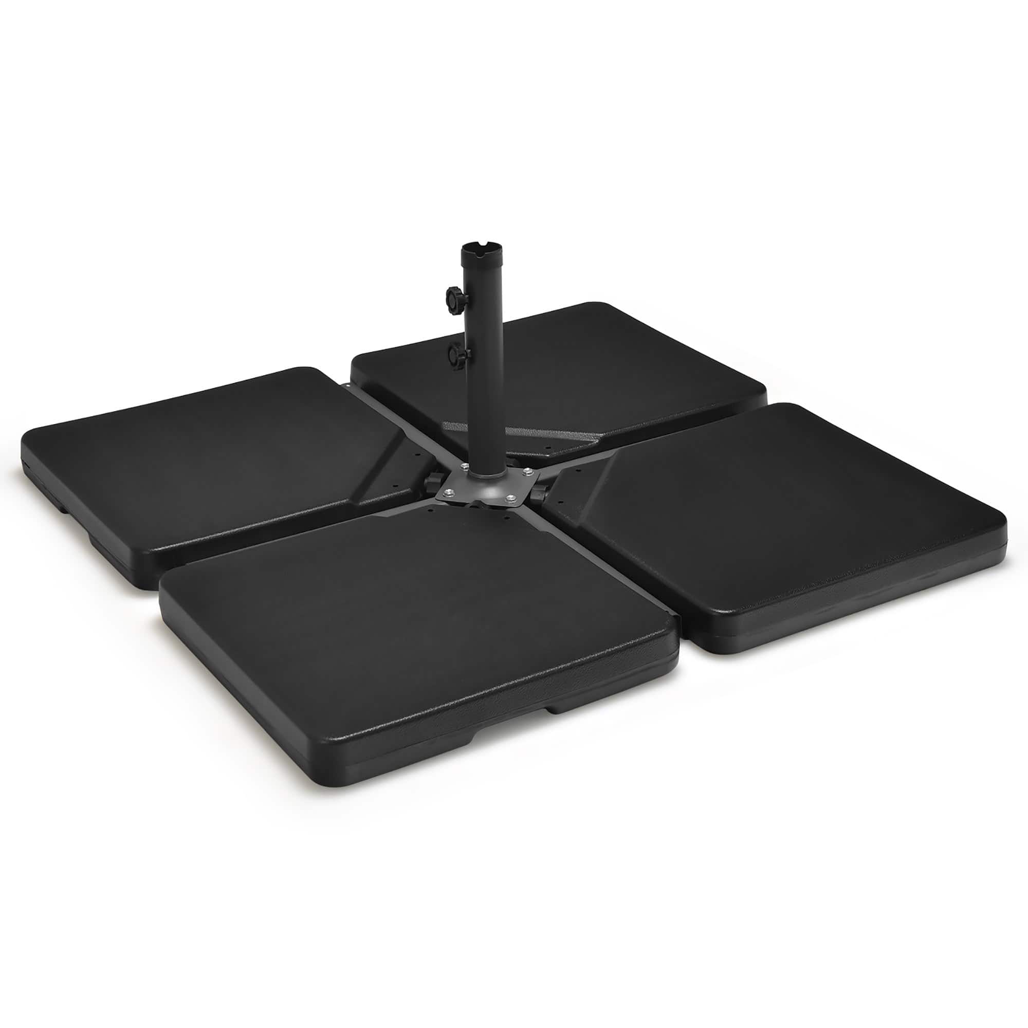 Costway - Patio 4pcs 13L Cantilever Offset Umbrella Base Heavy Duty Outdoor Square - Black