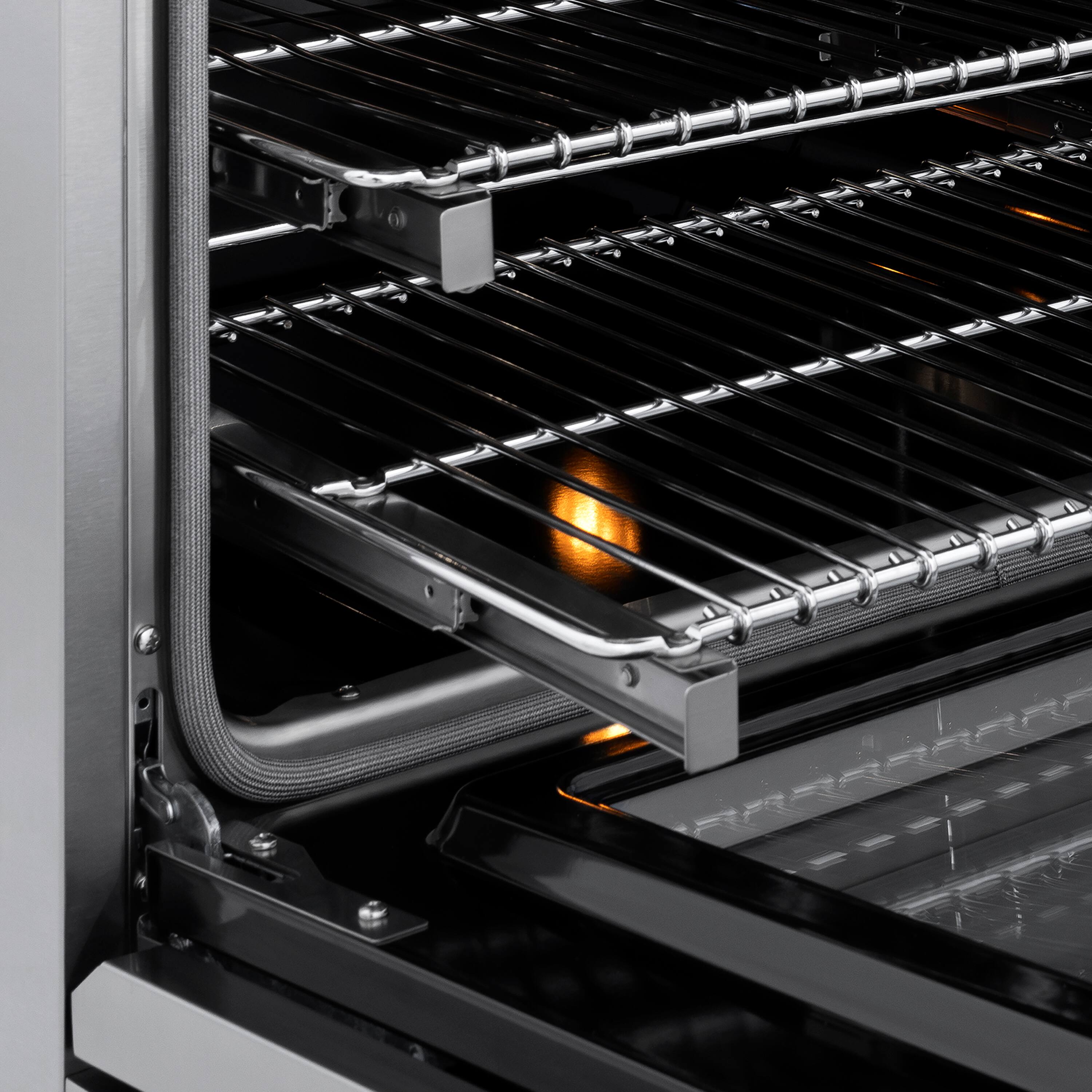 Alt View 3. ZLINE - Autograph 36 in. 5.2 cu. ft. Paramount Freestanding Induction Range with 5 Burners and Polished Nickel Helix Handle - Stainless Steel.