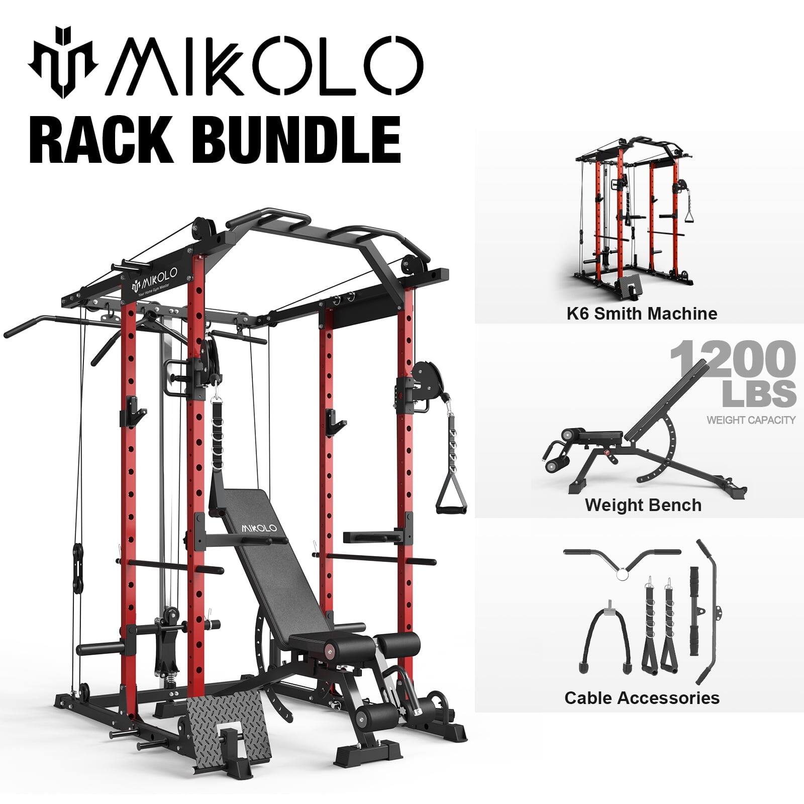 Mikolo - Power Rack Cage, 1500 lbs Weight Rack with Cable Crossover Machine, Multi-Function Squat Rack - Red price history on PriceWatchPro