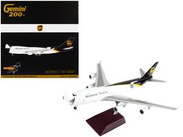 GeminiJets - Boeing 747-400F Commercial Aircraft UPS Worldwide Services Tail Gemini 200 - Interactive Series 1/200 - White with Brown