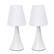 Front. Simple Designs - Valencia Colors 2 Pack Mini Touch Table Lamp Set with Fabric Shades - White.