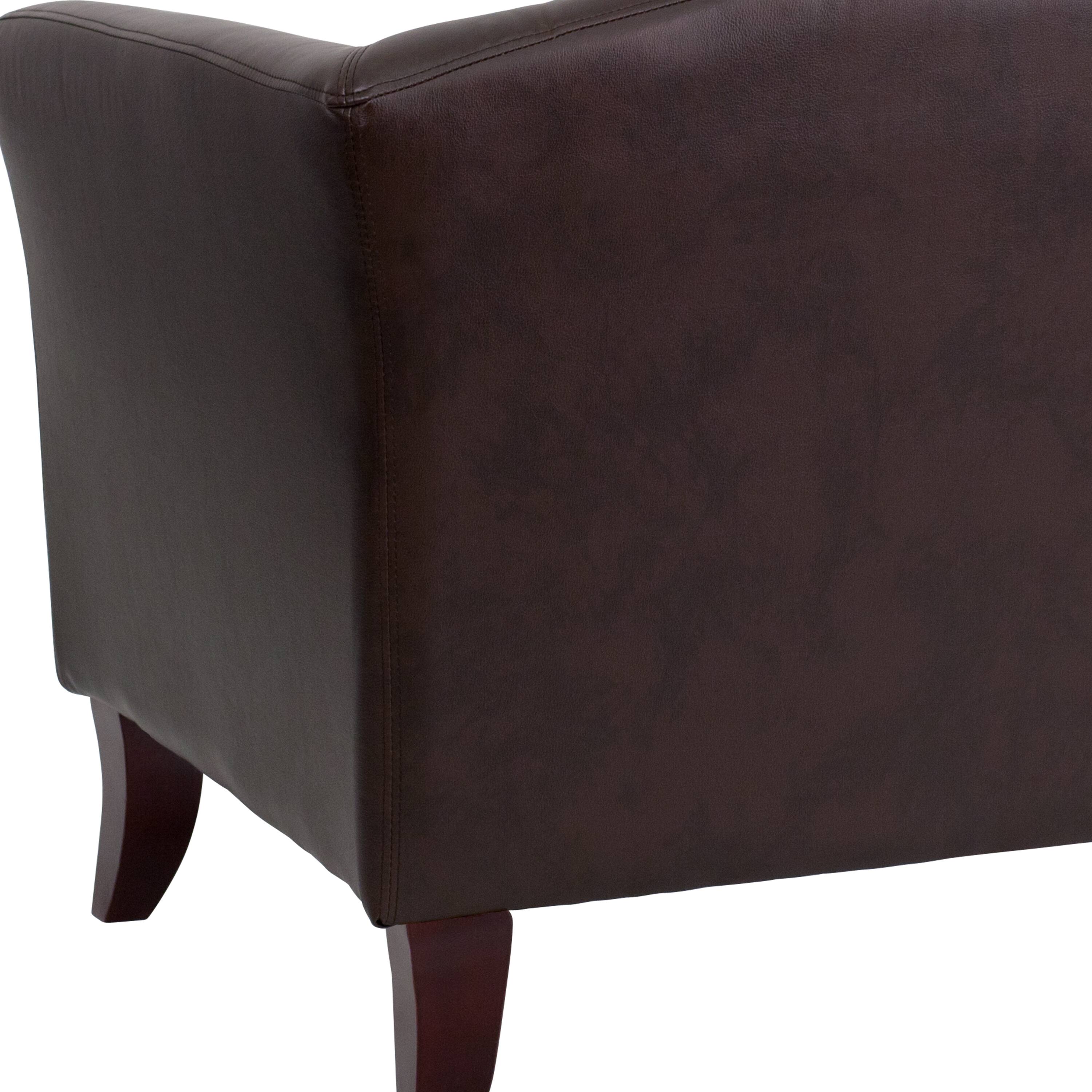 Alt View 7. Emma + Oliver - LeatherSoft Living Room/Reception Chair with Cherry Wood Feet - Brown.