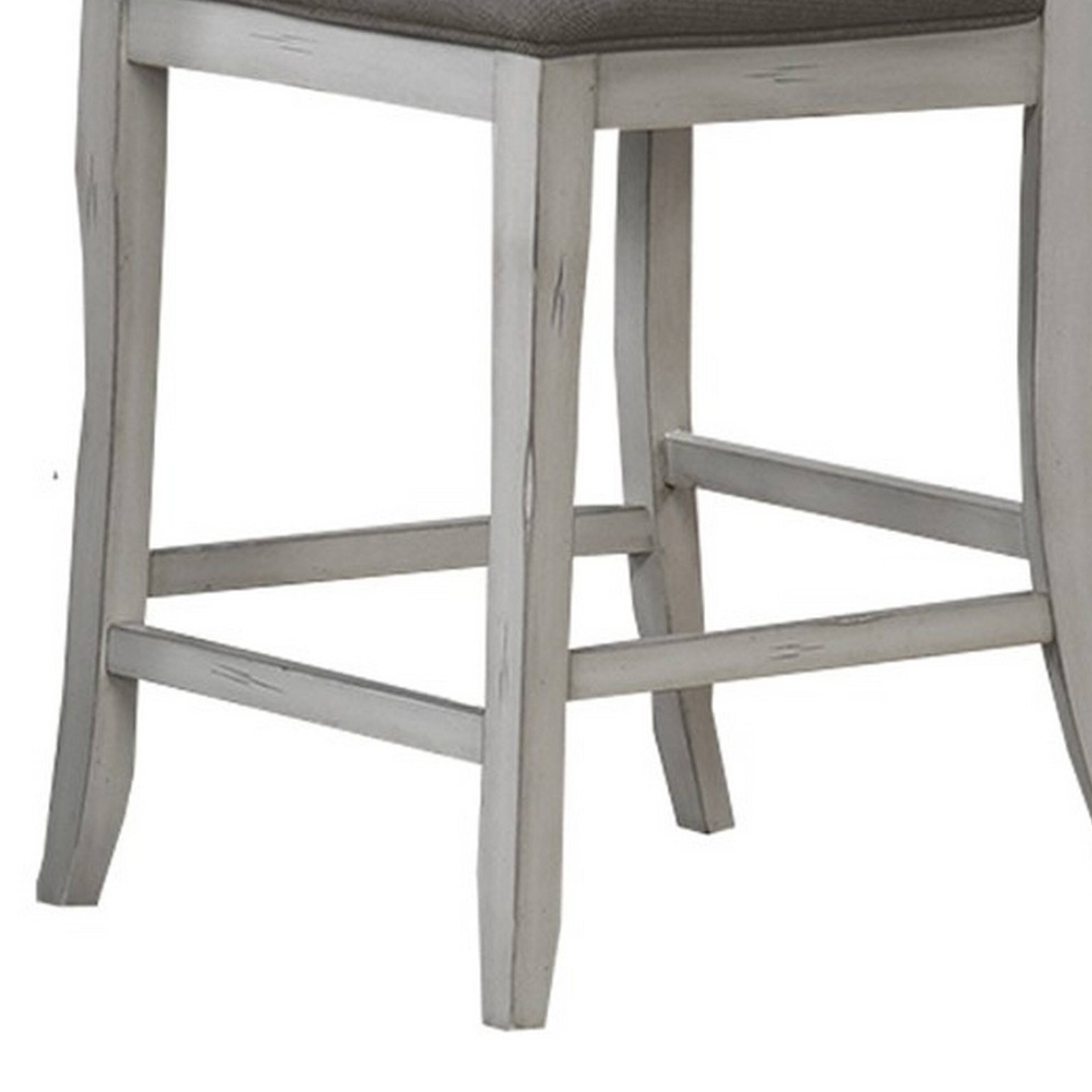 Alt View 3. Manhattan Lane - Zeke Counter Height Chairs, Set of 2, Ladder Back, Classic White Wood - White, Gray.
