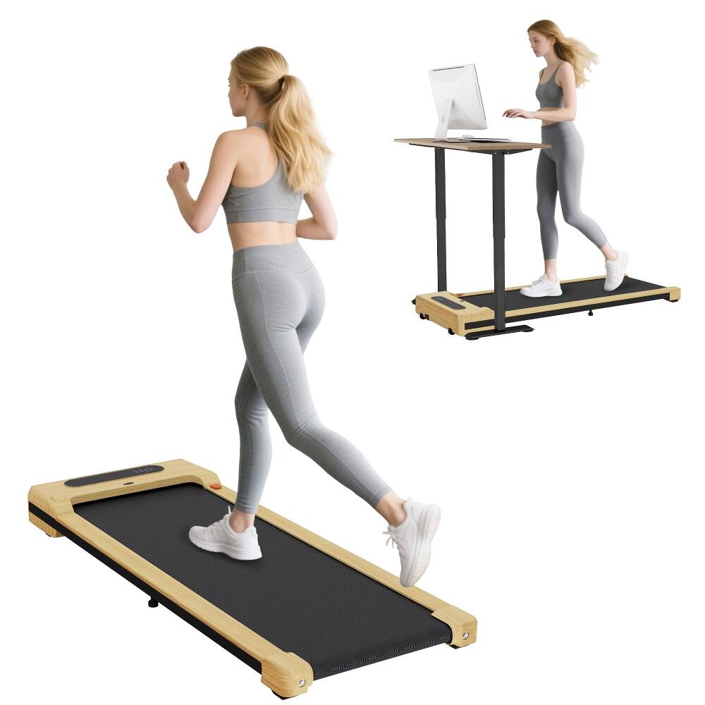 Alt View 7. Loheer - Loheer 2.5HP Under Desk Treadmill Walking Pad with Remote Control LED Display Quiet Compact Home Gym Office Wood - Natural Wood.