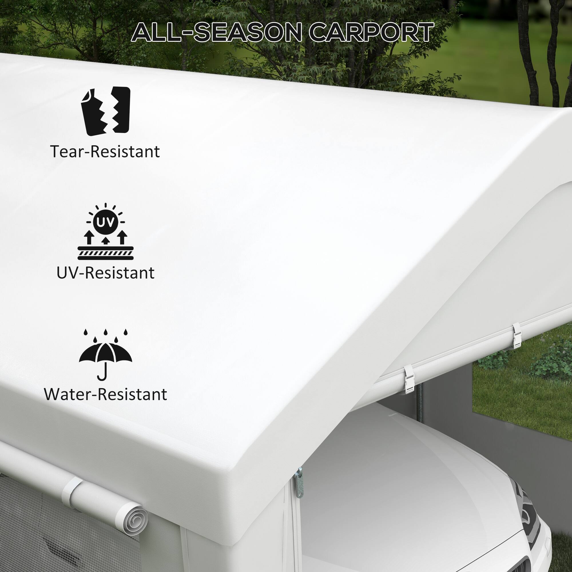 ALL-SEASON CARPORT

- Tear-Resistant
- UV-Resistant
- Water-Resistant
