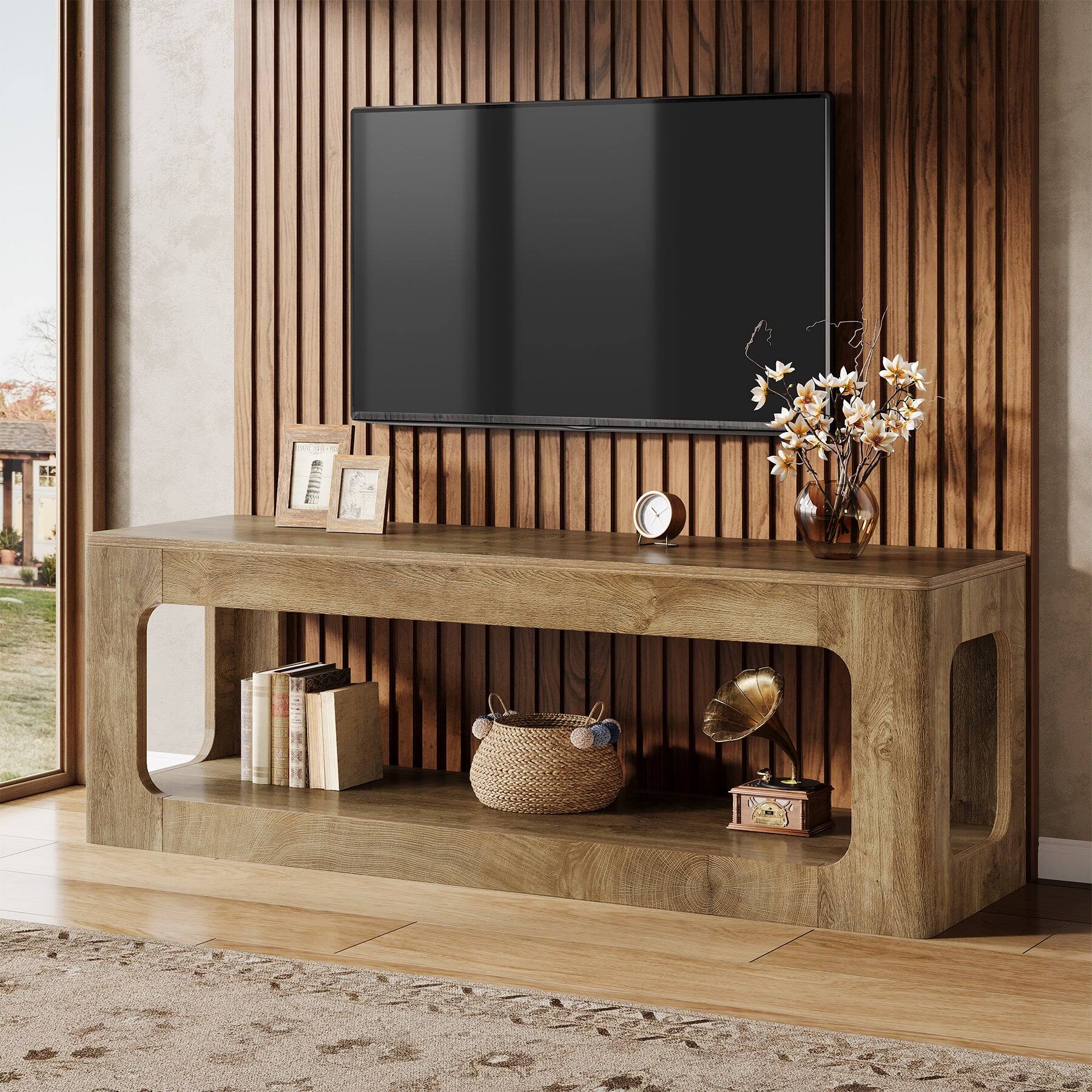 Front. Tribesigns - Office Media Console, For Media Equipment and Storage in Meeting Rooms and Reception Areas - Brown.