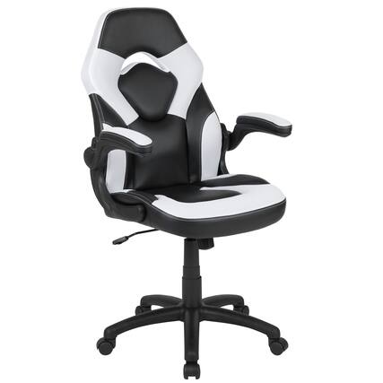Front. Flash Furniture - X10 Gaming Chair, Racing Style Ergonomic Office Chair, Height Adjustable Swivel Computer Chair with Flip-Up Arms, White/ - White.