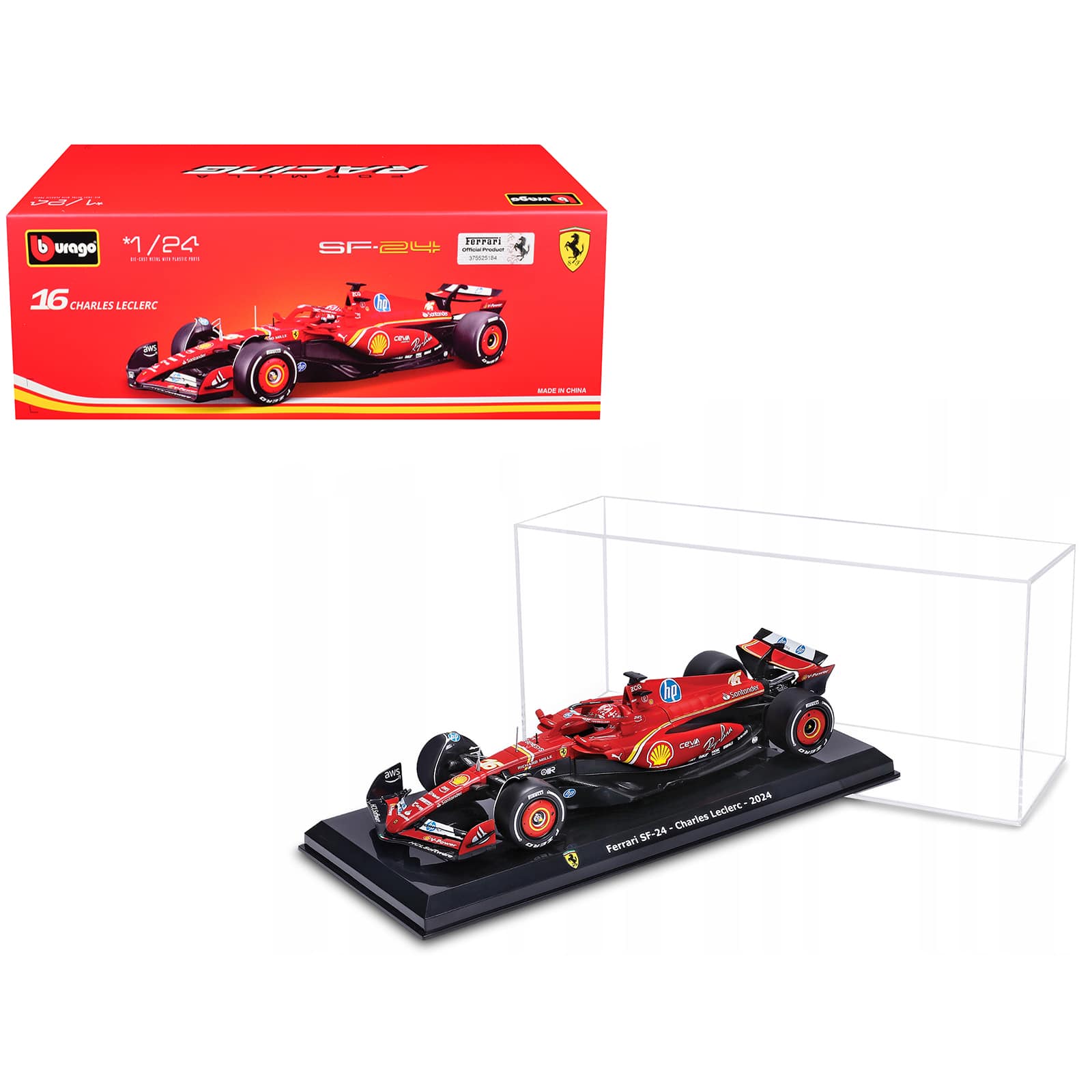 "Ferrari SF-24 #16 Charles Leclerc F1 World Championship (2024) ""Formula Racing"" Series 1/24 Diecast Model Car by Bburago" price history on PriceWatchPro