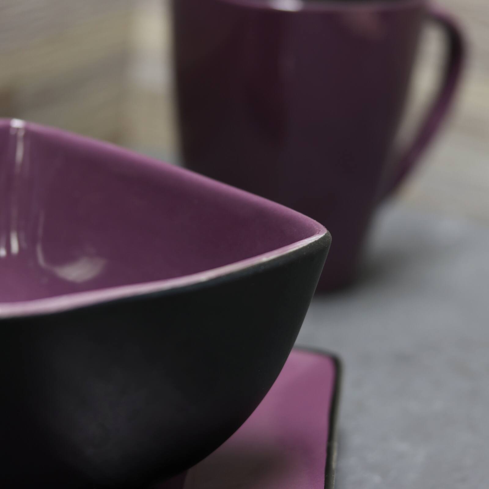 Alt View 2. Elama - Elama Mulberry Loft 16 Piece Modern Premium Stoneware Dinnerware Set with Complete Settings for 4 - Purple.