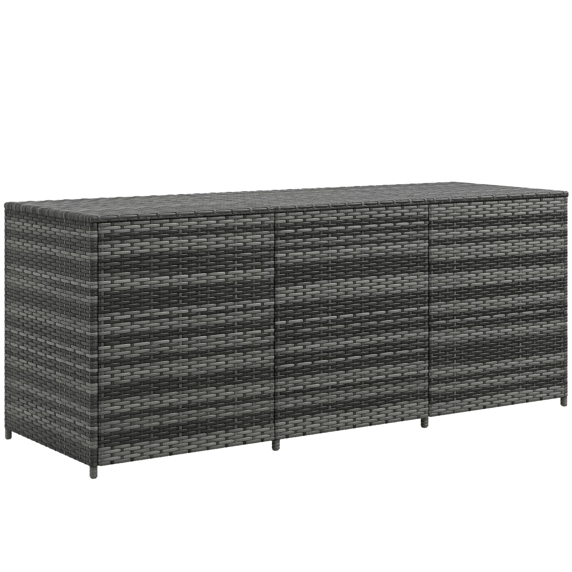 Outsunny - 175 Gallon Outdoor Storage Box with Inner Liner, PE Rattan Wicker Deck Box with Pneumatic Bar Lift for Indoor & Outdoor - Gray