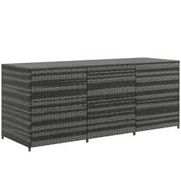 Outsunny - 175 Gallon Outdoor Storage Box with Inner Liner, PE Rattan Wicker Deck Box with Pneumatic Bar Lift for Indoor & Outdoor - Gray