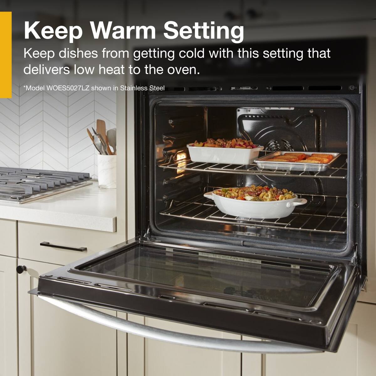 Keep Warm Setting

Keep dishes from getting cold with this setting that delivers low heat to the oven.

*Model WOES5027LZ shown in Stainless Steel