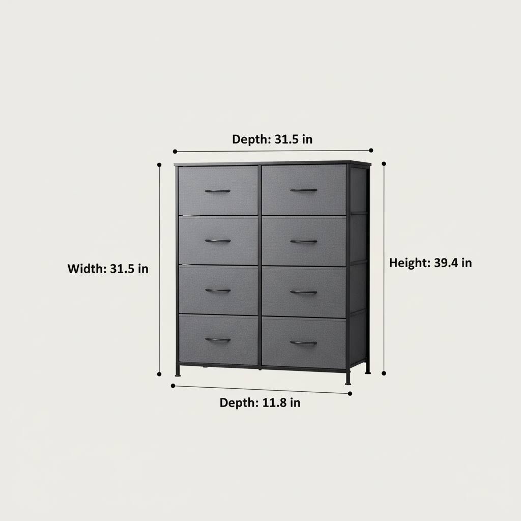 Depth: 31.5 in  
Width: 31.5 in  
Height: 39.4 in  
Depth: 11.8 in