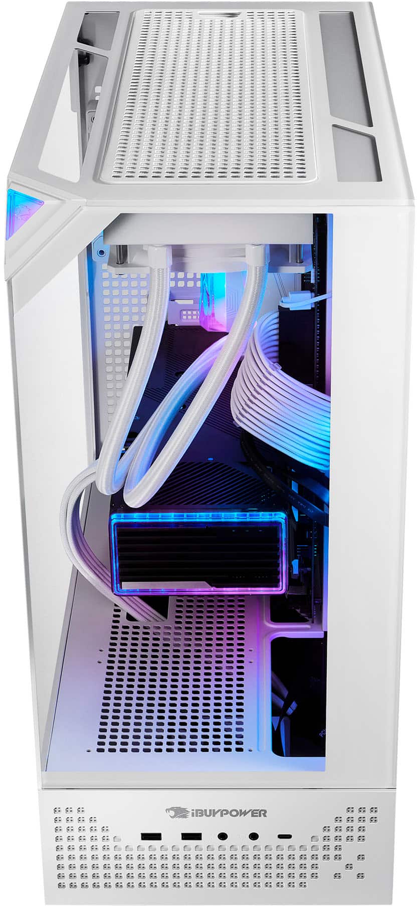 Back. iBUYPOWER - Element Pro White Gaming Desktop PC-AMD Ryzen 7 9800X3D, NVIDIA GeForce RTX 5070Ti 16GB, 32GB DDR5 RGB,2TB SSD - White.