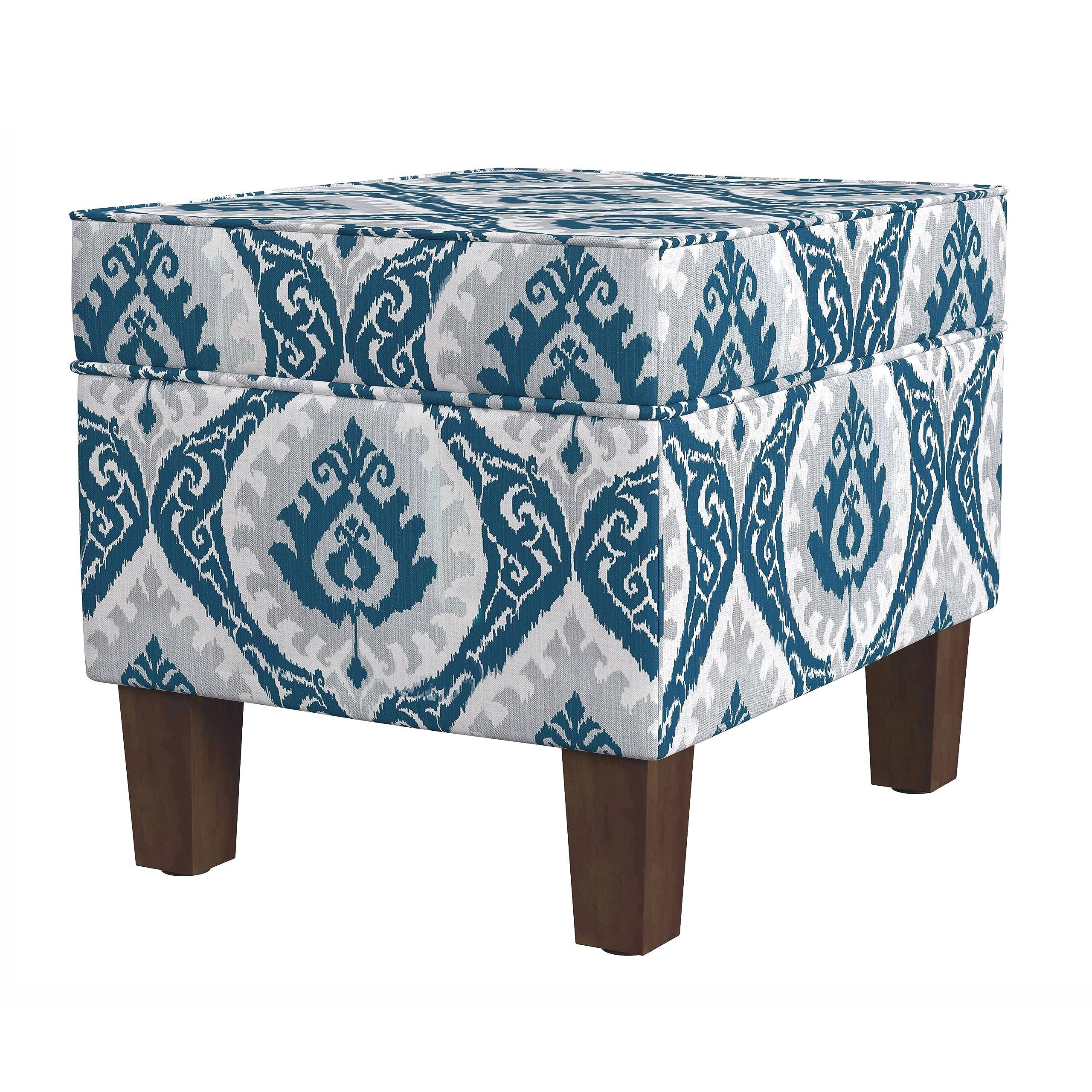 Alt View 3. Fabibe - Home Decor |K7646-A877| Upholstered Modern Rectangular Storage Ottoman | Hinged Lid Ottoman with Storage for Living... - Blue Trellis.