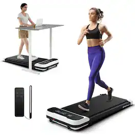 Resenkos - 2.5HP Under Desk Treadmill with Remote & 3 Countdown Modes - White