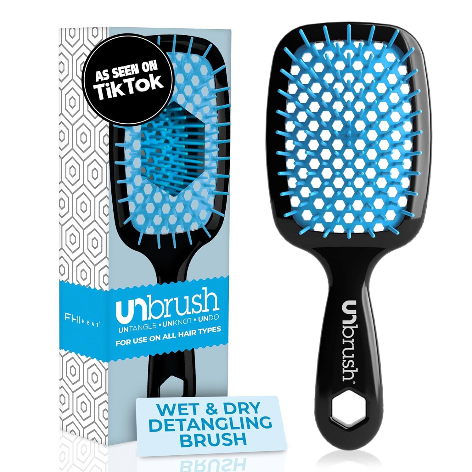 FHI Heat - UNbrush Wet/Dry Detangling Hair Brush with DuoFlex™ Anti-Static Bristles - Ocean Blue