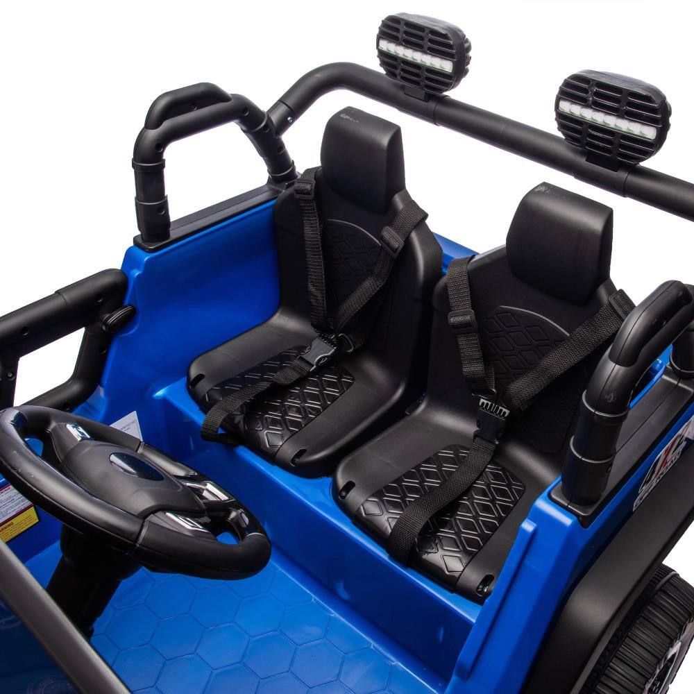 Alt View 3. BreeBe - 24V 2-Seater Kids ride on Truck w/ Remote Control, 200W*2, 4-Wheel Suspension, Music, MP3, Bluetooth, Seat Belts, Age 3+ - Blue.