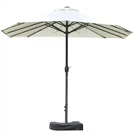 Outsunny - Patio Umbrella 15' Steel Rectangular Outdoor Double Sided Market with base - Beige