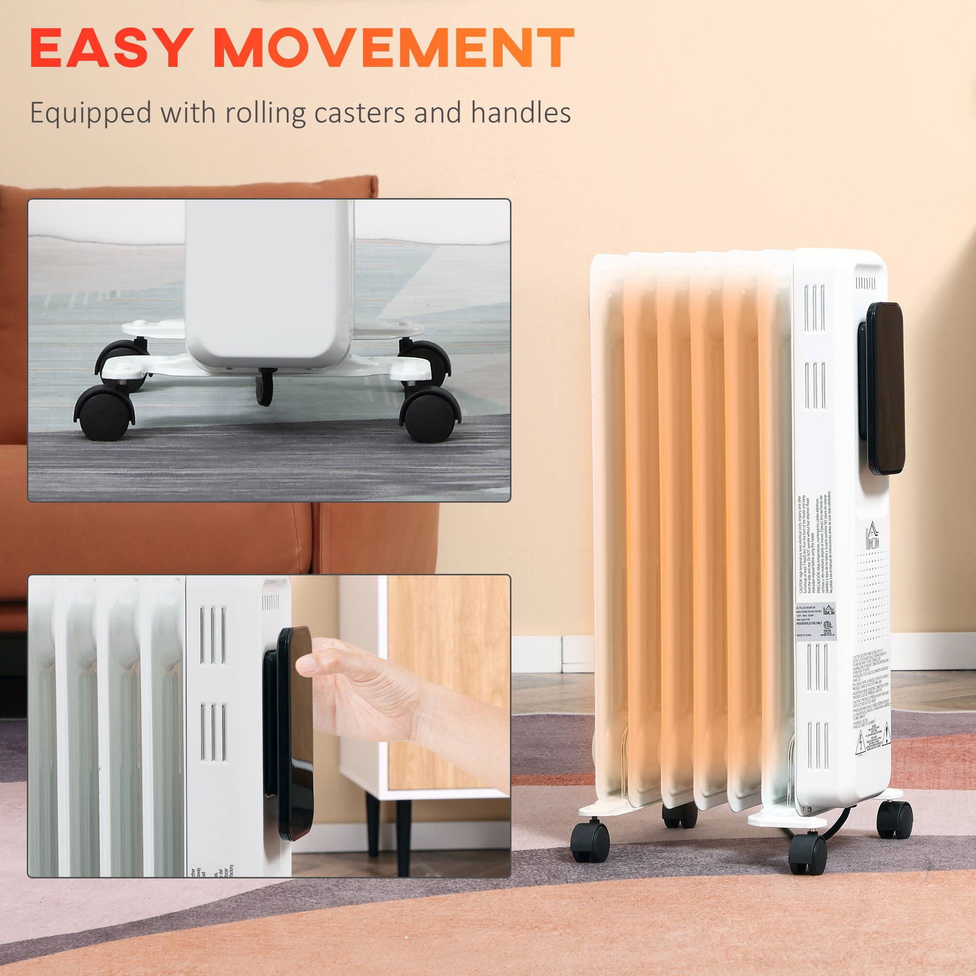 Alt View 5. Tiramisubest - 24.75" Electric Space Heater, Freestanding 161 Sq. Ft. Heater with 3 Modes, Timer, and Remote, 1500 W, White - White.