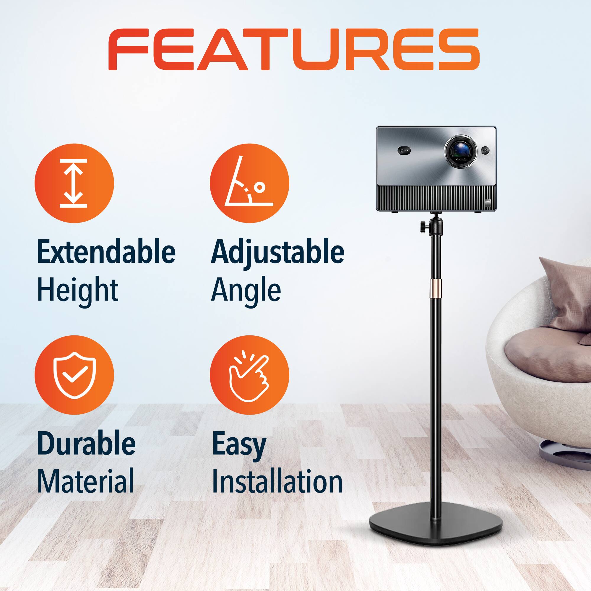 FEATURES

- Extendable Height
- Adjustable Angle
- Durable Material
- Easy Installation