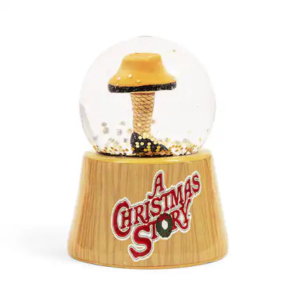 Front. Silver Buffalo - A Christmas Story Leg Lamp Mini Light-Up Snow Globe | 3 Inches Tall - Multi-Colored.