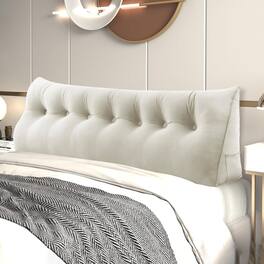 wowmax - Wedge Headboard Pillow King - Ivory Cotton Book Pillow for Daybed - White