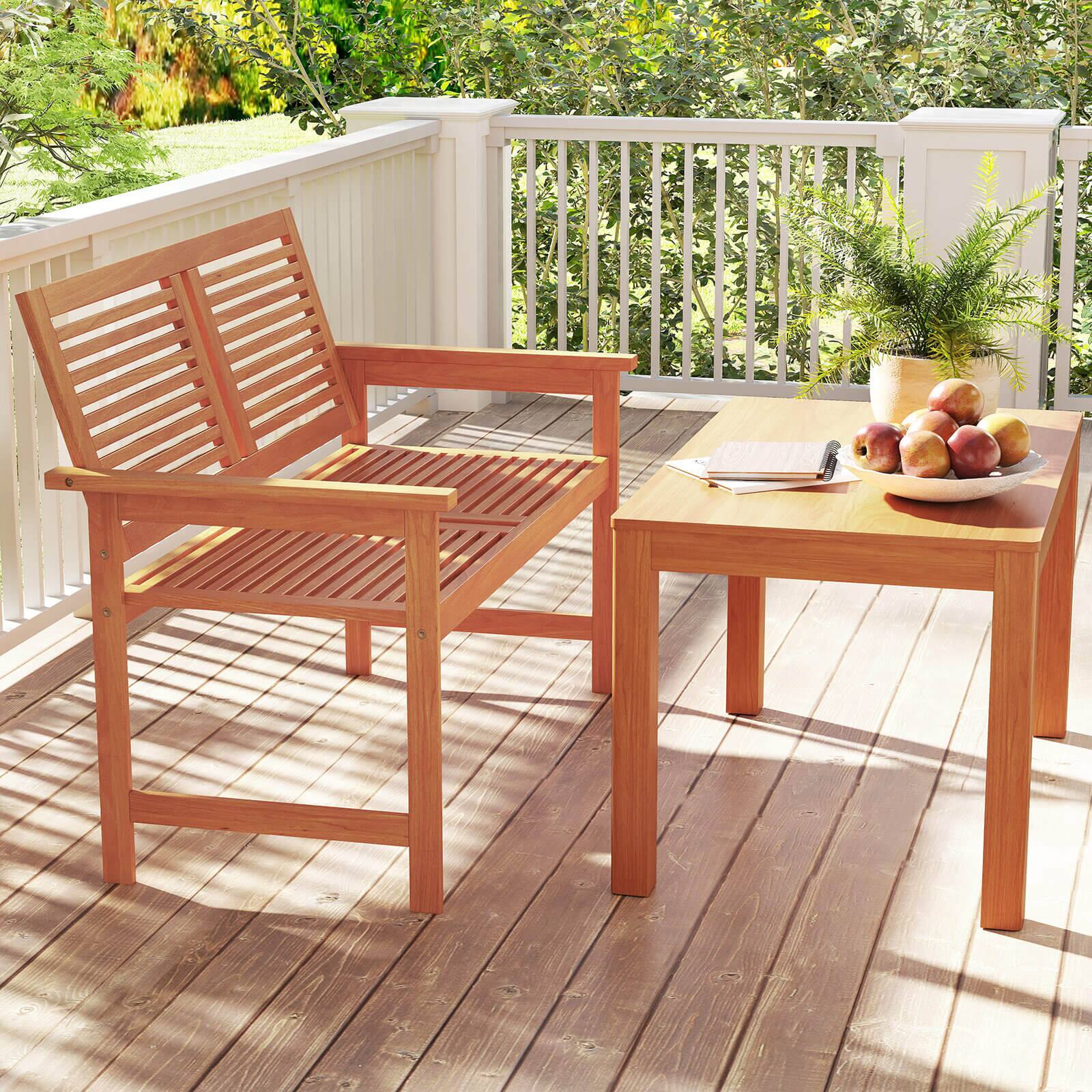 Alt View 3. Costway - Costway 2-Person Patio Bench with Slatted Backrest and Seat Garden Loveseat Chair Furniture - Orange.