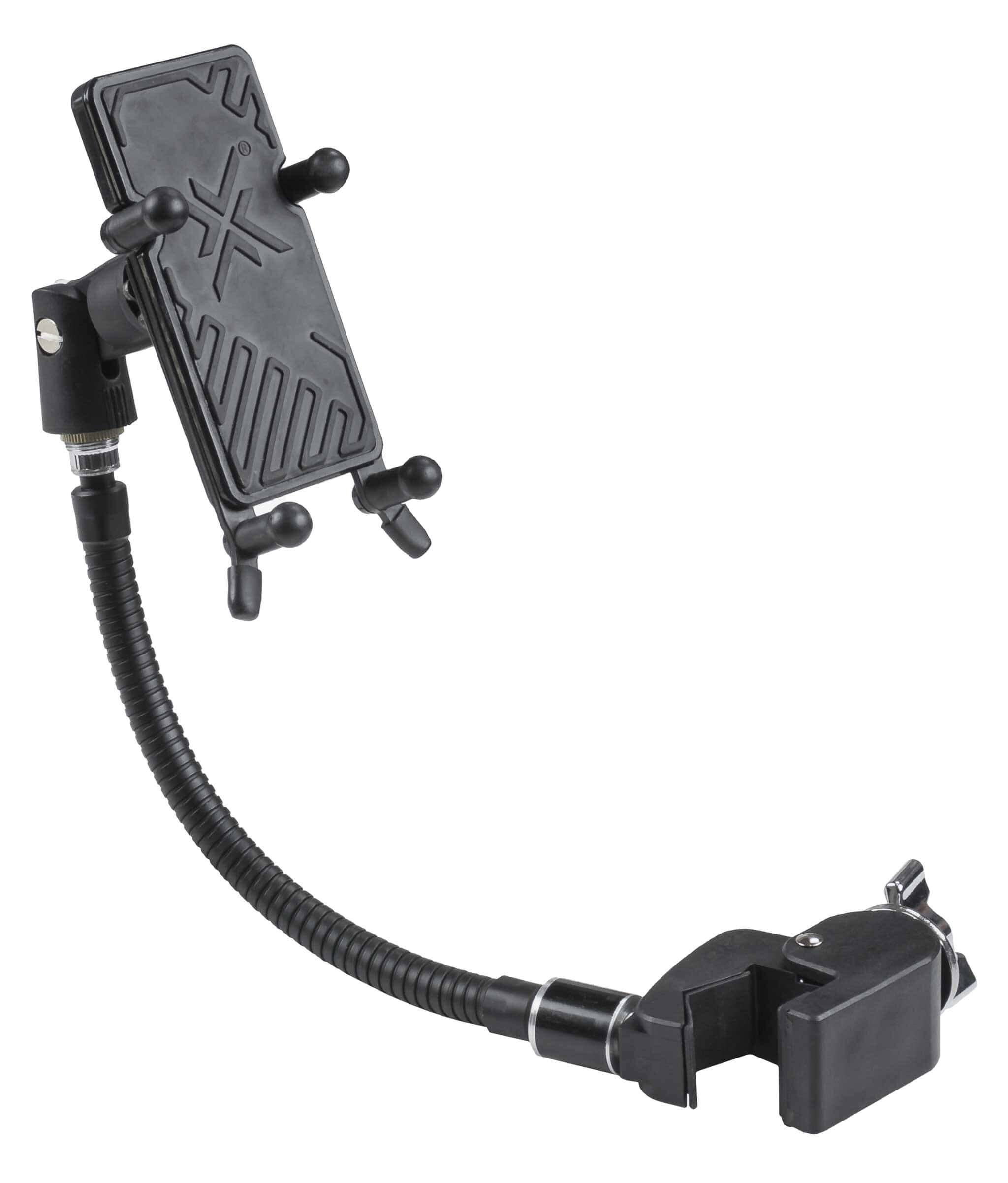 Front. Gibraltar Hardware - Smartphone Holder with Gooseneck and Multi Mount Clamp, with Flexible 9-Inch Arm and Expandable Grip for Stands & Racks - Black.