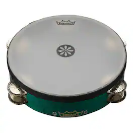 Remo - TA-3010-LR Valencia Lotus Tambourine, Layne Redmond Design, Pre-Tuned Renaissance Head, Double-Row German Silver Jingles