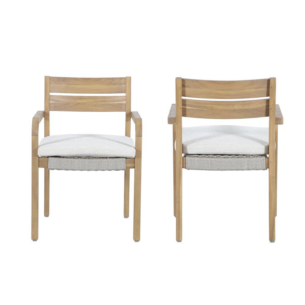 Left. New Classic Furniture - Arden Wood Patio Dining Chair in Natural (Set of 2) - Natural/Brown.
