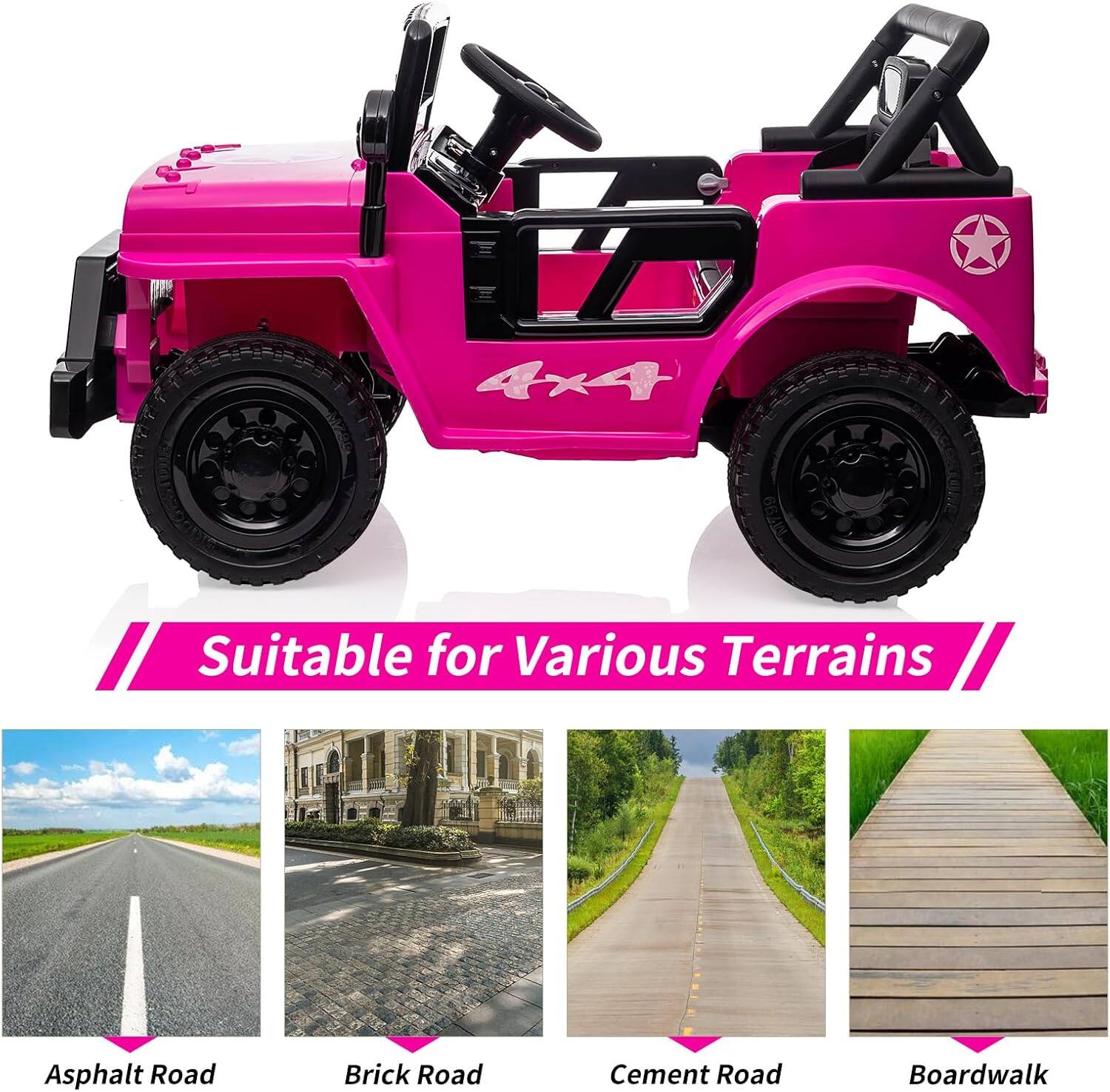 A 4x4  
Suitable for Various Terrains  
Asphalt Road  
Brick Road  
Cement Road  
Boardwalk