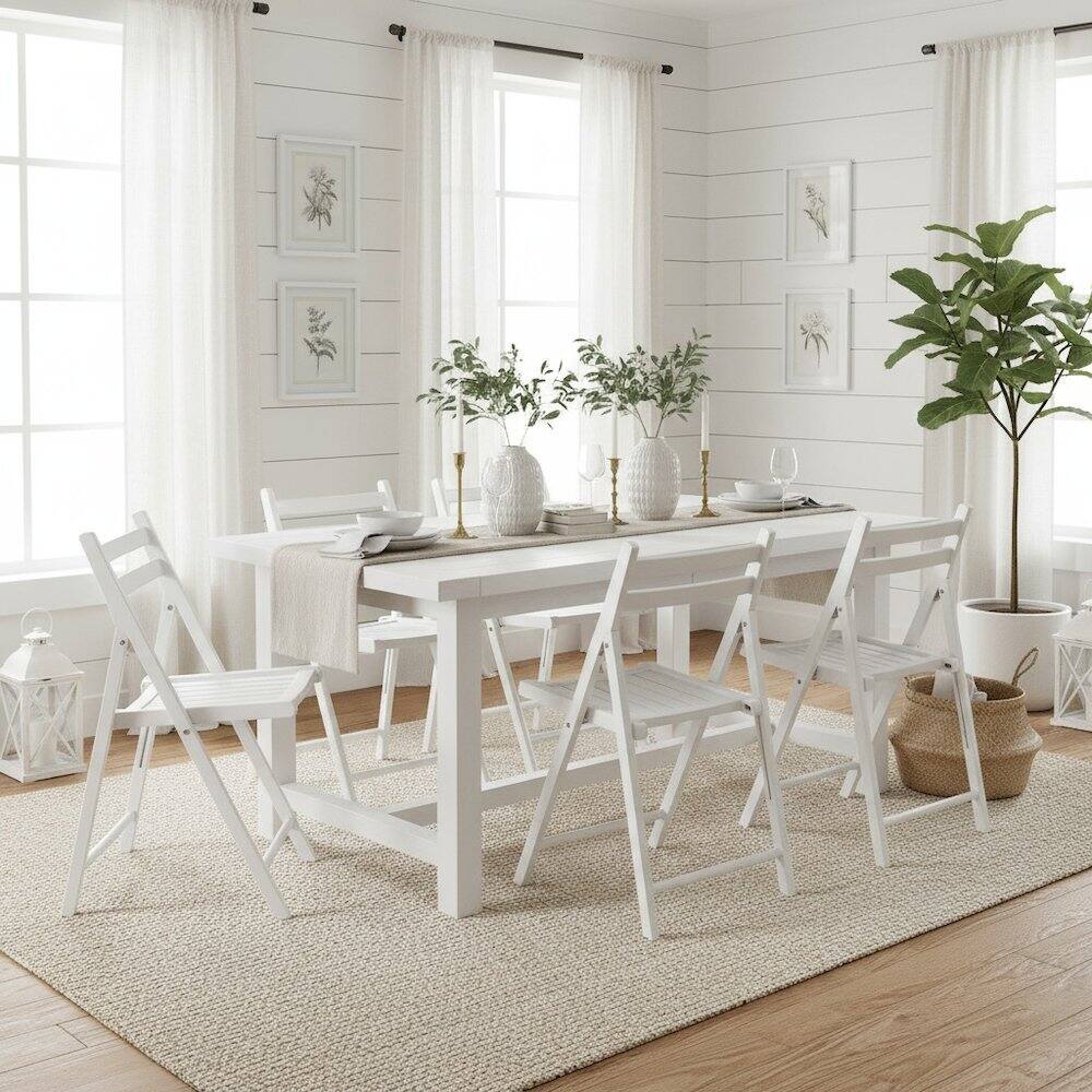 Alt View 5. FurniFact - 4-PC Folding Chair Set - White.