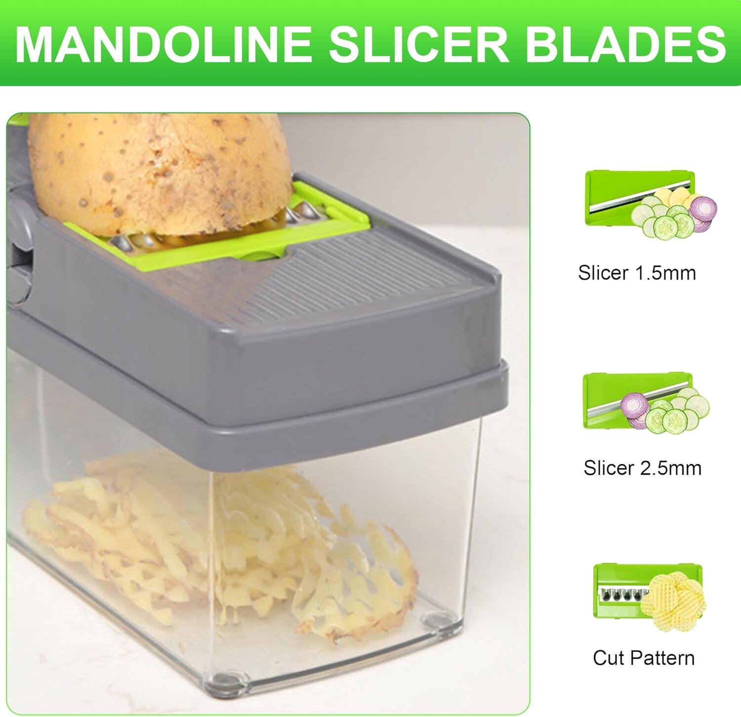 MANDOLINE SLICER BLADES

- Slicer 1.5mm
- Slicer 2.5mm
- Cut Pattern