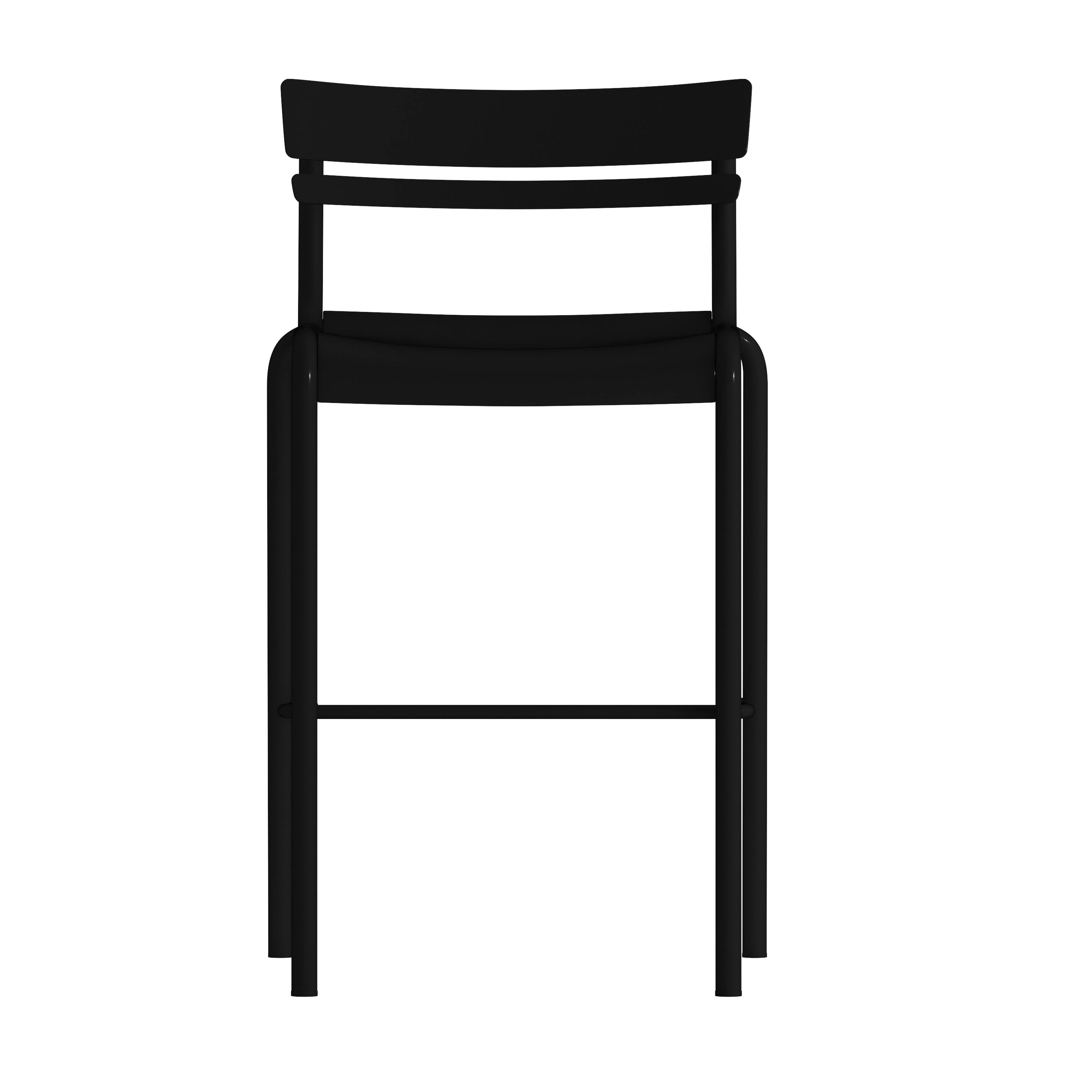 Angle. Flash Furniture - Nash Commercial Grade Black Metal Indoor-Outdoor Bar Height Stool with 2 Slats - Black.