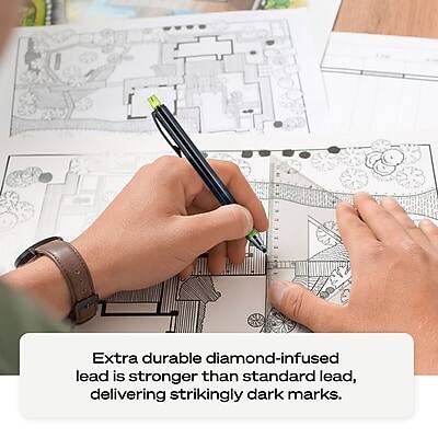 Extra durable diamond-infused lead is stronger than standard lead, delivering strikingly dark marks.