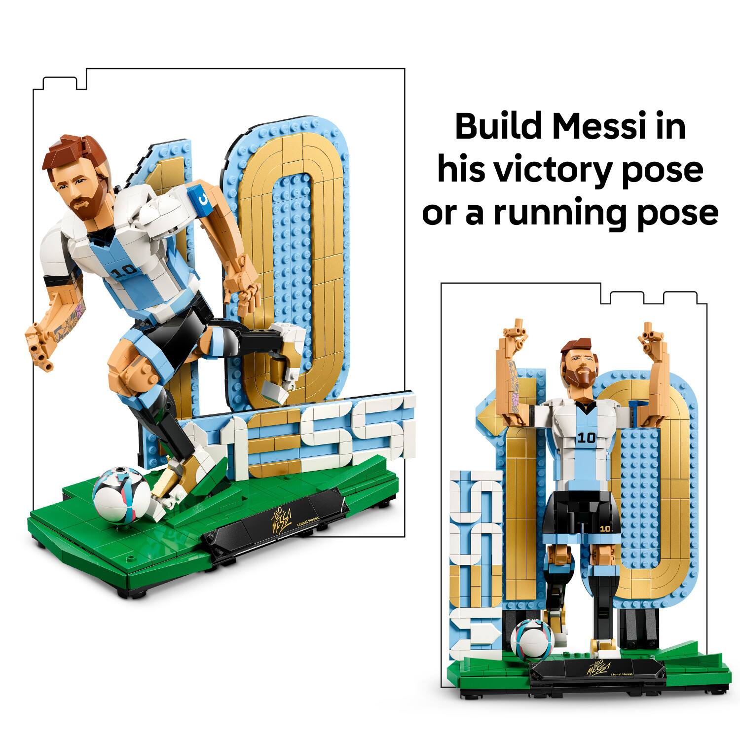 Build Messi in his victory pose or a running pose