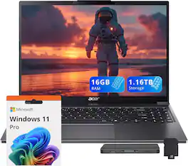 Acer - Aspire Go 15 Slim 15.3" WUXGA Laptop,Intel i5-1334U,16GB RAM,1TB SSD+160GB Docking Station,Win 11 Pro - Gray