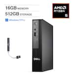 Dell - Upgraded - Pro Micro Mini Desktop (AMD Ryzen 5 8500GE, 16GB DDR5, 512GB PCIe SSD, AMD Radeon 740M, Win11Pro)w/USB Hub - Black