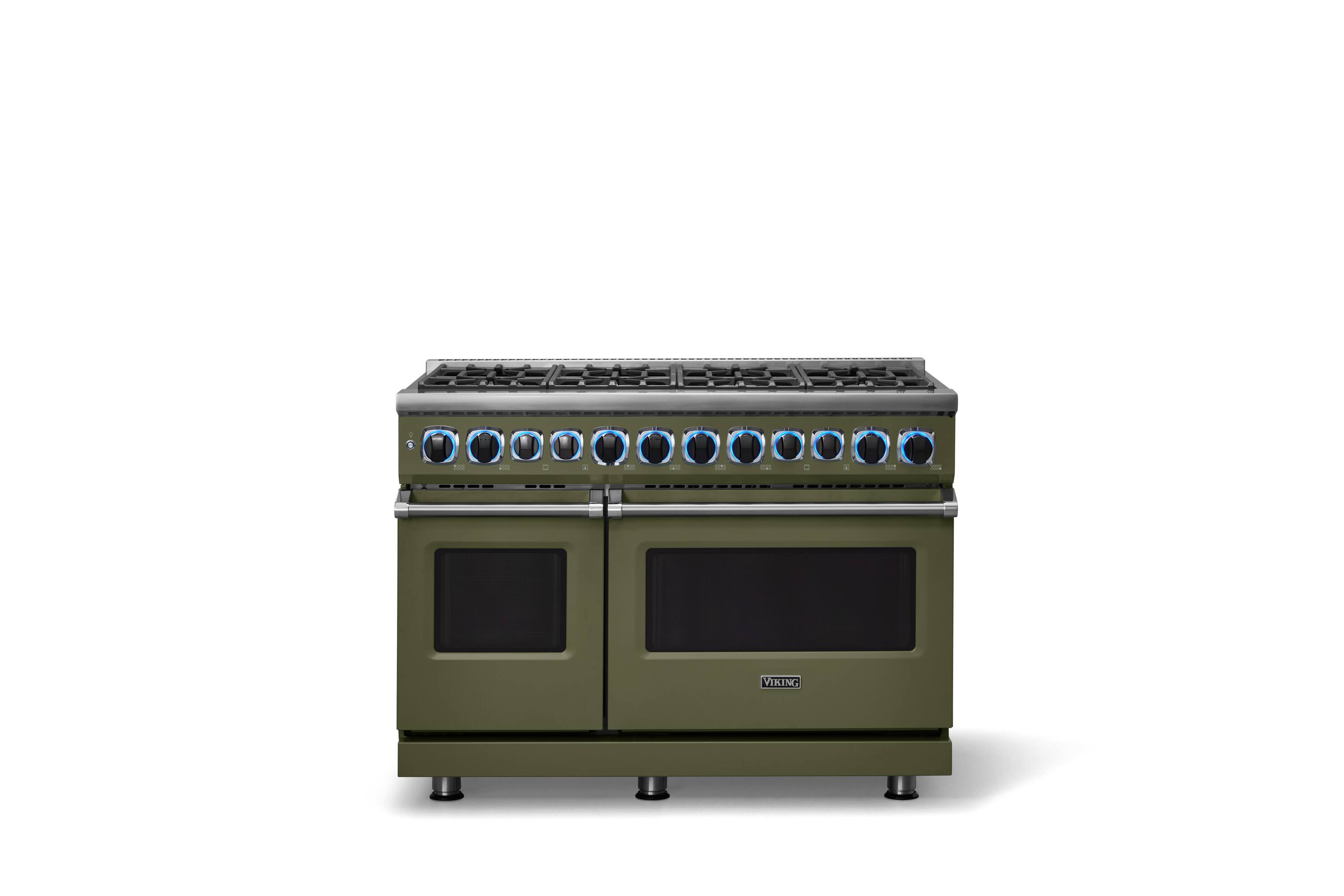 Alt View 4. Viking - 48 in. Wide 8 Burner Dual Fuel Sealed Burner Range - Martini.