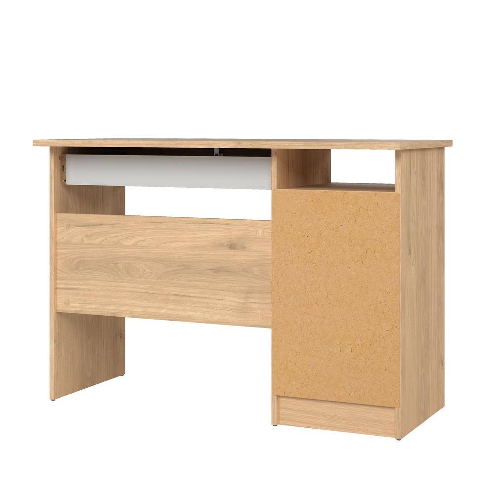 Left. Tvilum - Wescot Home Office Writing Desk with 4 Drawers and Open Shelf, Jackson Hickory - Brown.