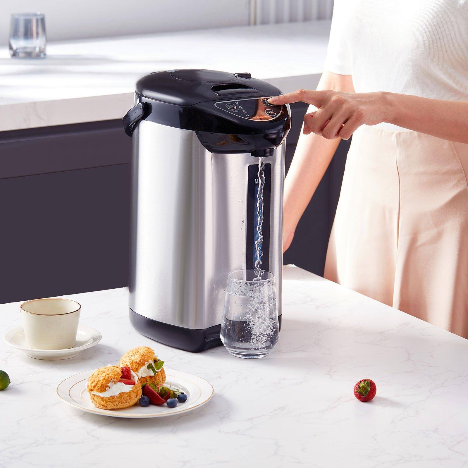 Alt View 1. Glintex - Hot Water Dispenser, 4 Temp Settings, 3-Way Dispense, 304 Stainless Steel Countertop Heater, 4L/135oz - Silver & Black.