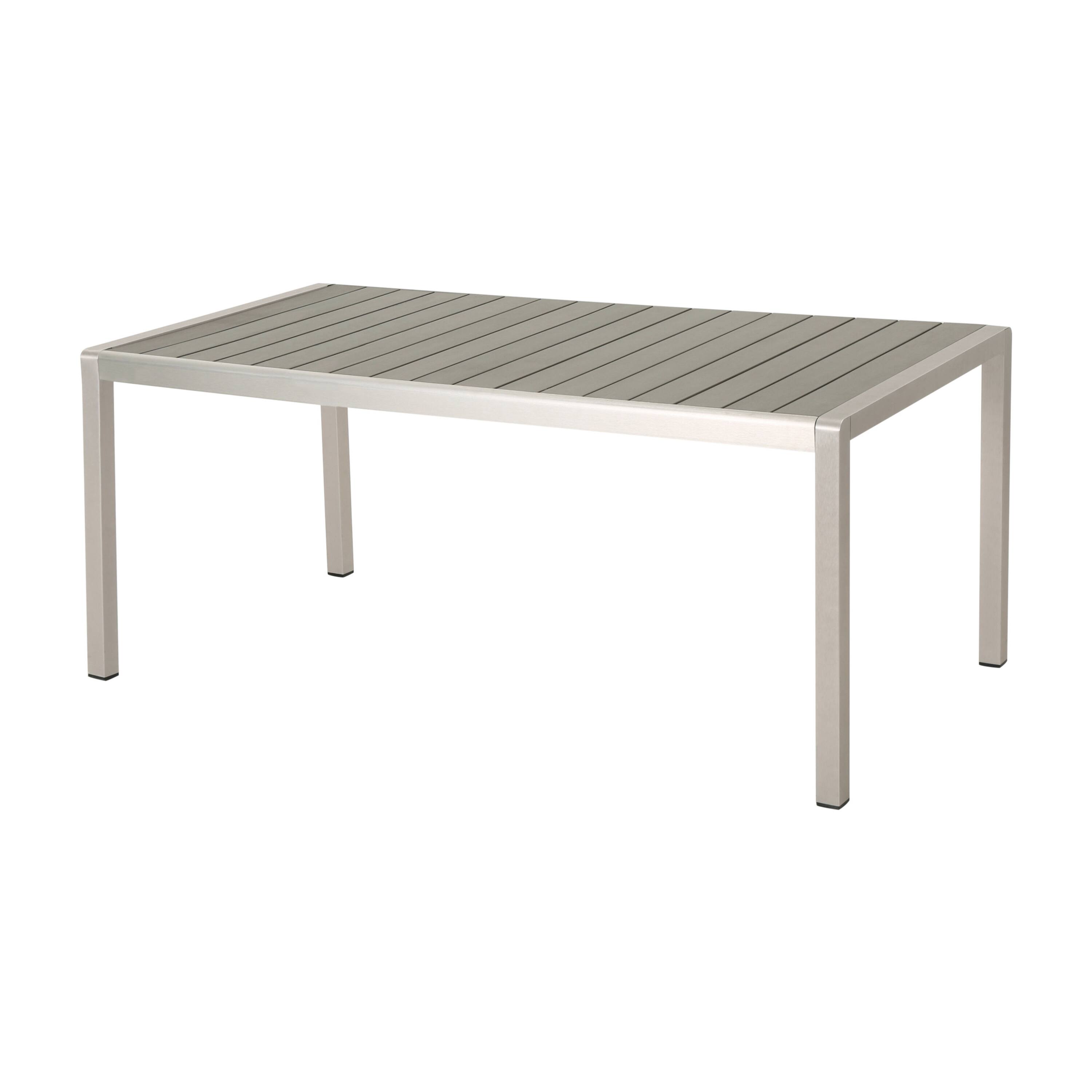 Alt View 2. APRILSOUL - Coral Outdoor Aluminum Dining Table Faux Wood Top Gray Finish Grey - Grey,Silver.