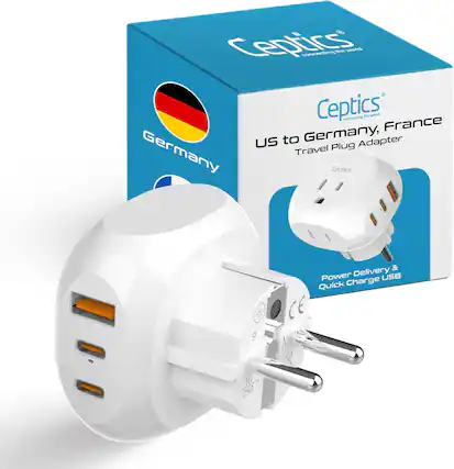 Ceptics
connecting the world
US to Germany, France
Travel Plug Adapter
Power Delivery & Quick Charge USB
Germany
CE 16 250