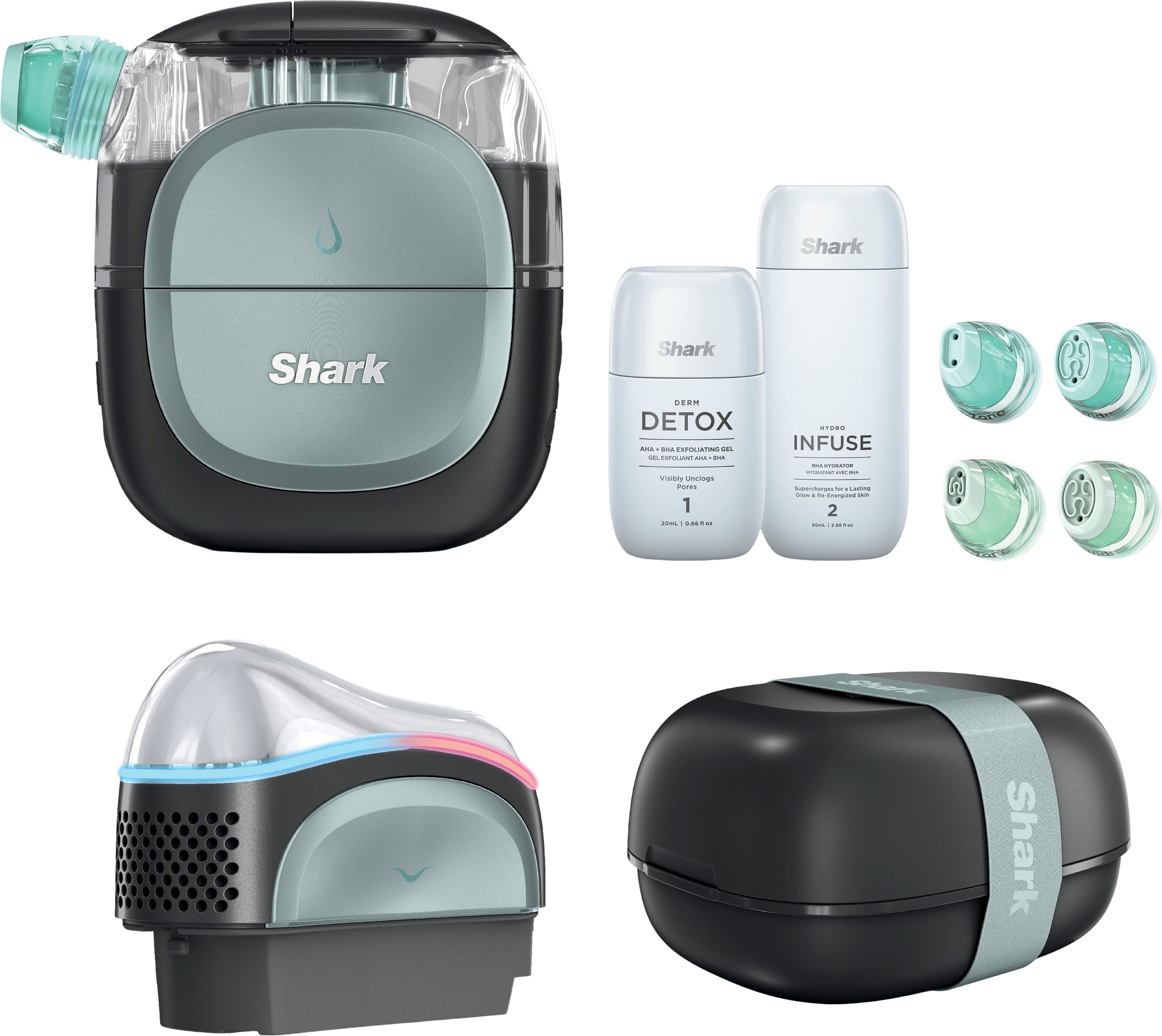 Shark  
DETOX  
AHA + BHA EXFOLIATING GEL  
Vitability Indigo Drops  
1  
20ml / 0.68 fl oz  

Shark  
HYDRO INFUSE  
2  
100ml / 3.38 fl oz  

Shark  
Shark  
Shark