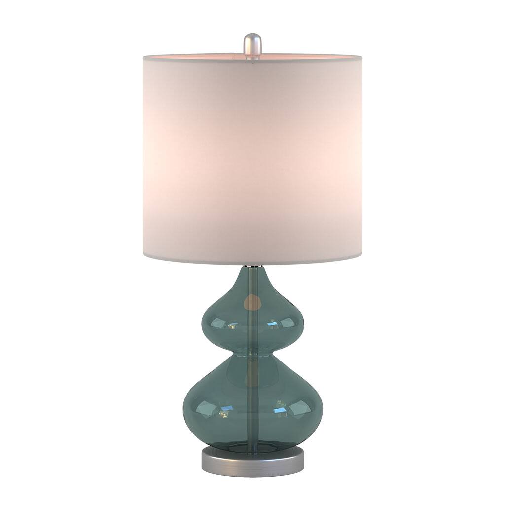 Alt View 3. HOMLUX - 25.25 in. Blue Curved Glass Table Lamp Integrated LED for Living Room, Set of 2.